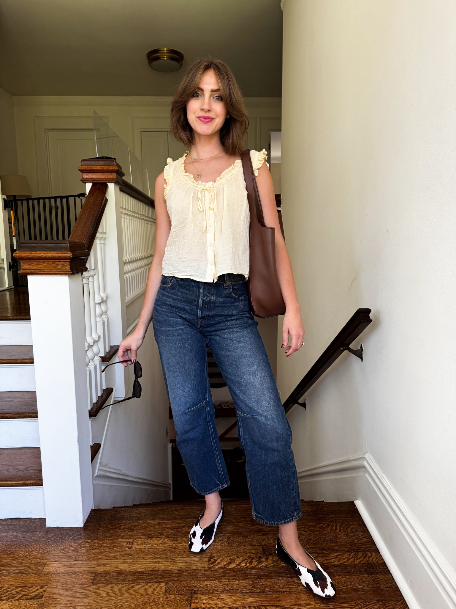 Barrel jeans // cow print // flats // tote bag // tts

#LTKShoeCrush #LTKxMadewell #LTKFindsUnder100