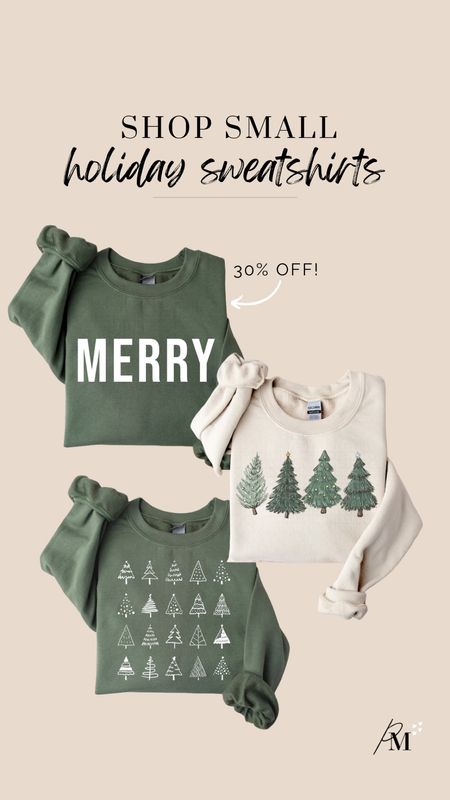shop small with these perfect holiday sweatshirts. perfect festive touch to an outfit!

#LTKCyberweek #LTKGiftGuide #LTKHoliday