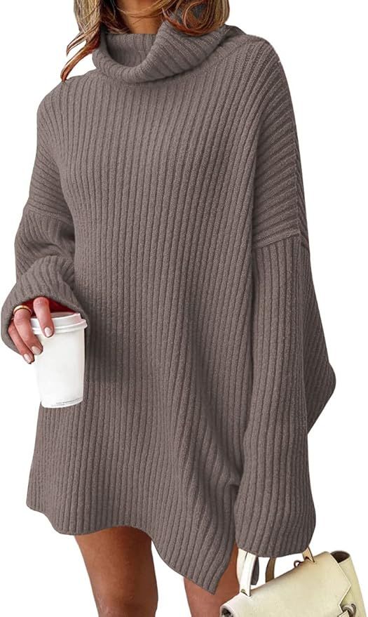 LILLUSORY Womens Turtleneck Oversized Long Batwing Sleeve Sweater Dress 2024 Plus Size Tunic Pull... | Amazon (US)