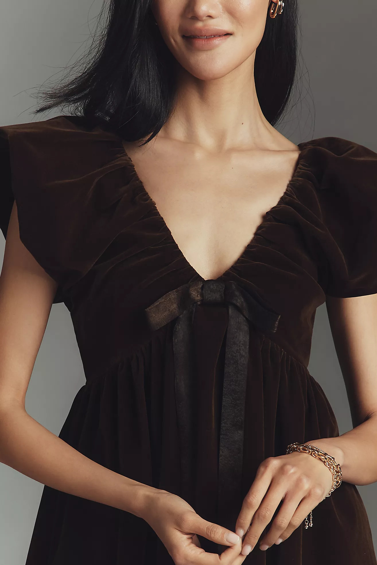 Endless Rose Velvet Bow Mini Dress | Anthropologie (US)