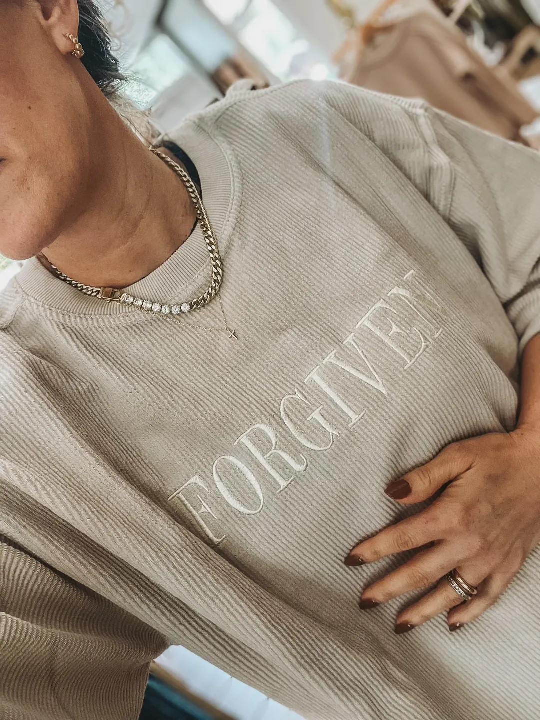 Embroidered Christian Corded Sweatshirt: Religious Faith Crew Neck - Etsy | Etsy (US)