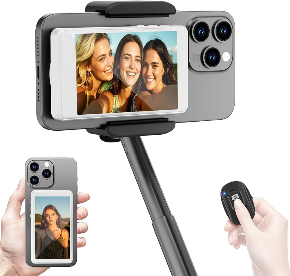 Wireless Selfie Monitor Screen for iPhone & Android，1800mAh with Bluetooth Remote, 3-Level Brig... | Amazon (US)