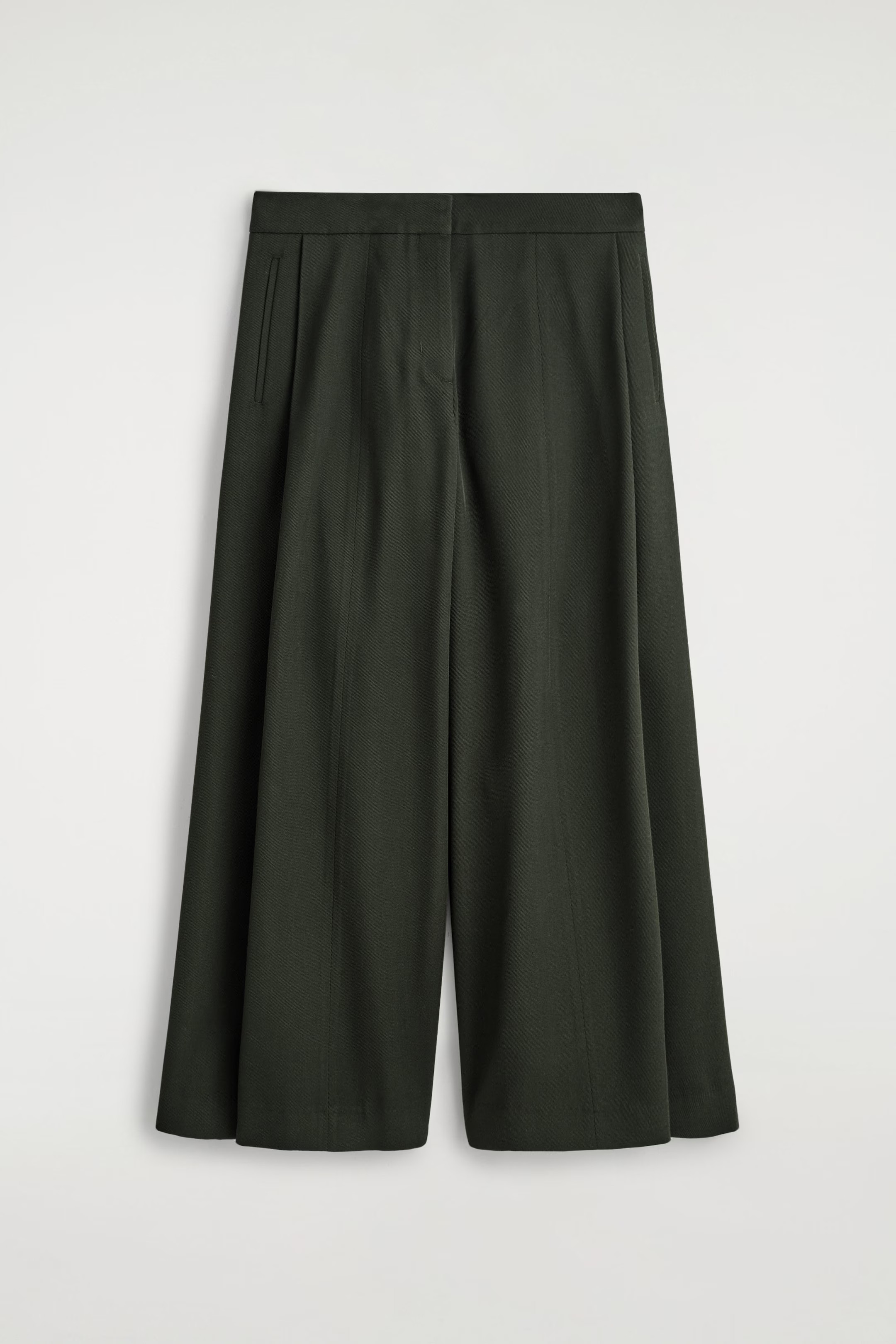 RELAXED WOOL-BLEND WIDE-LEG TROUSERS - DARK GREEN | COS | COS UK