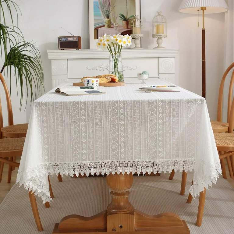 High Quality Washable Wrinkle Free Lace Tablecloth with Tassel for Dinning Table | Walmart (US)