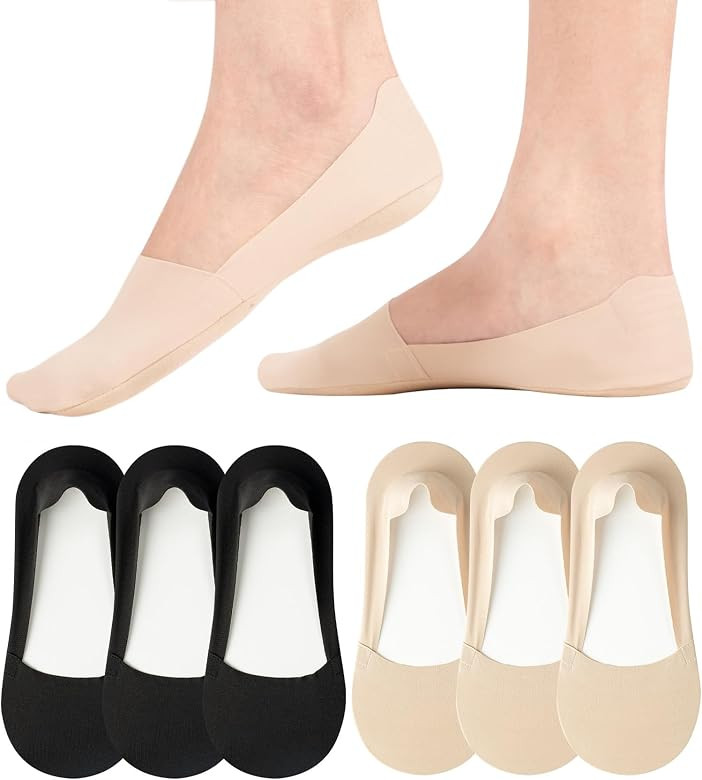 No Show Socks Womens Nylon Non Slip Low Cut Invisible Liner Footies Thin Silk Socks for Flats Loa... | Amazon (US)