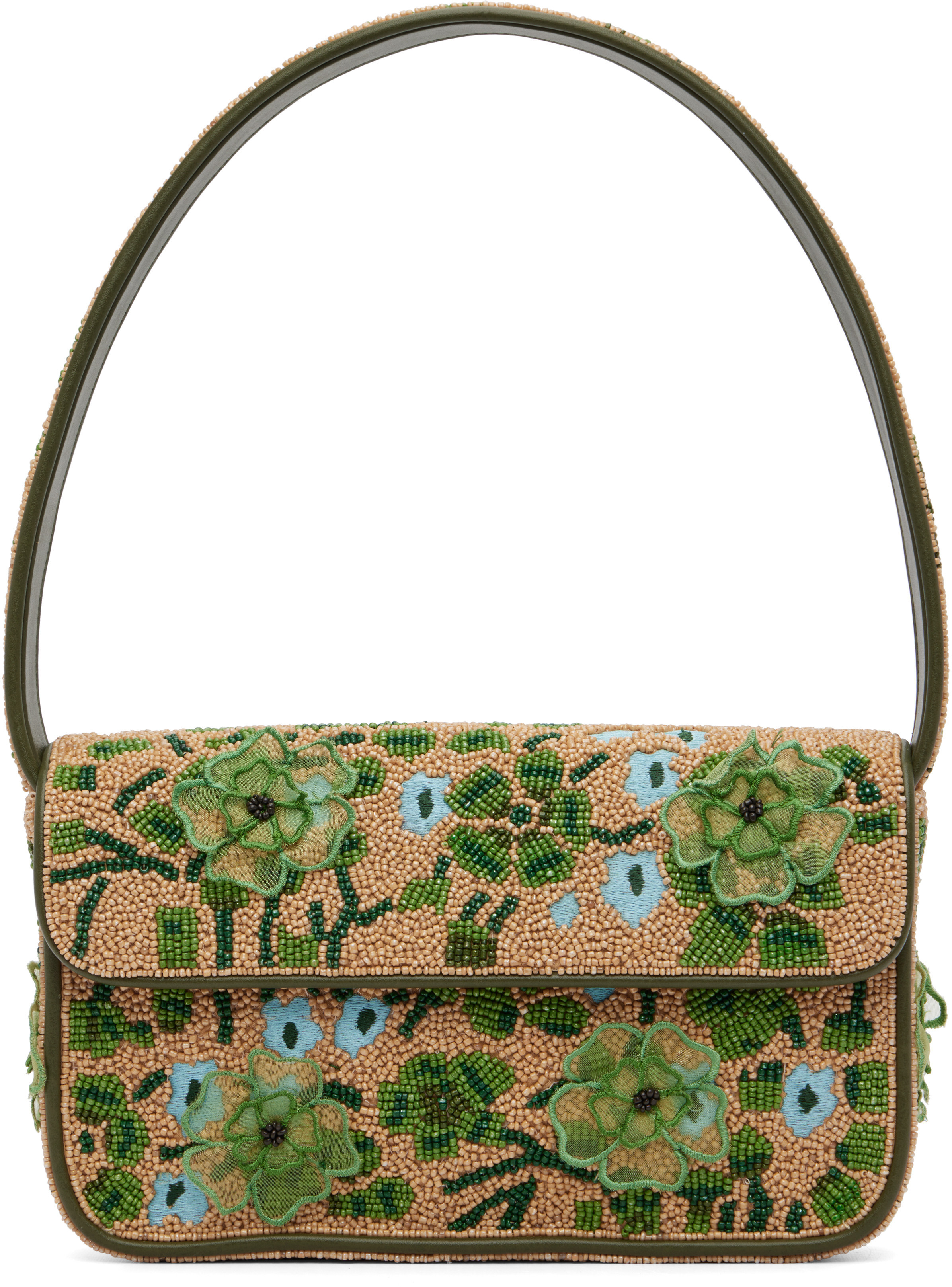 Staud Tan Tommy Beaded Bag | SSENSE