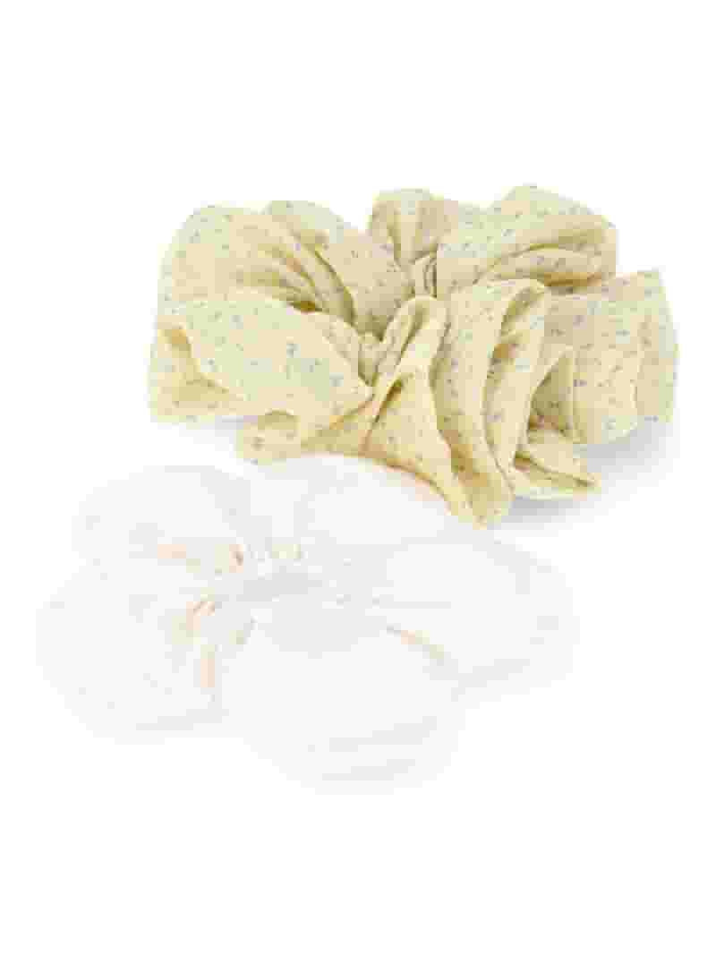 No Boundaries Women’s Floral Print and Eyelet Hair Scrunchies, 2-Pack, Yellow | Walmart (US)