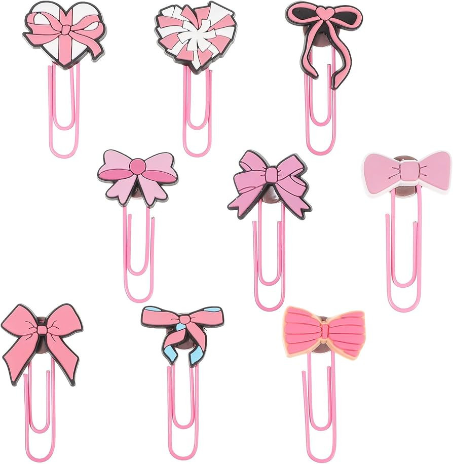 9 Pcs Cute Pink Bow Bookmarks, Coquette Metal Large Bookmarks Preppy Book File Page Marker Clips ... | Amazon (US)