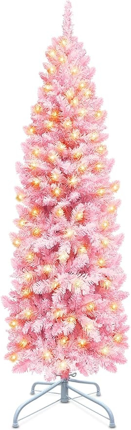 5 Ft Prelit Artificial Pencil Christmas Tree Decoration 180 Warm White Lights 550 Branch Tips Met... | Amazon (US)