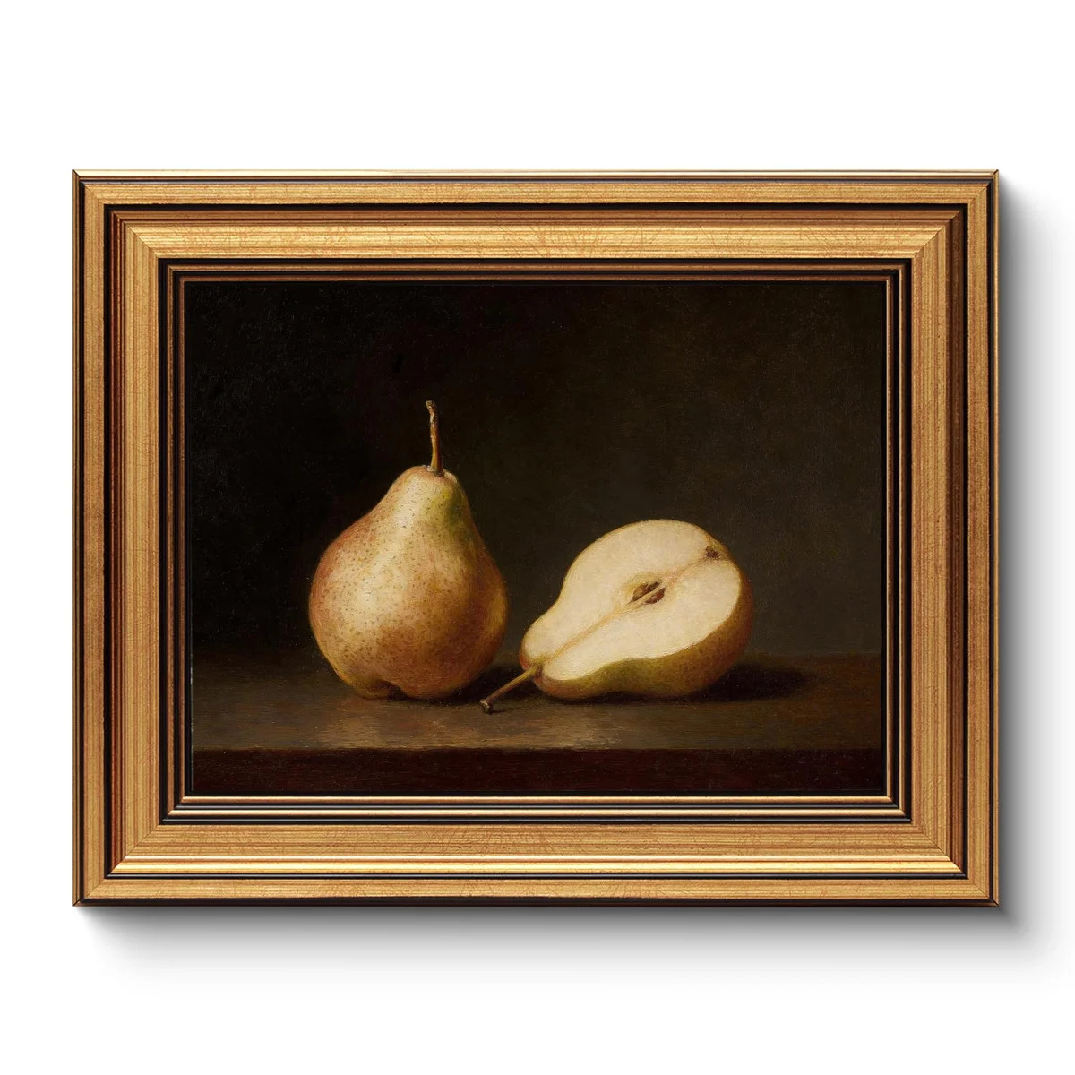 Vintage Pear Still Life Painting Gold Framed Canvas Print Wall Art - Aesthetic Kitchen & Living R... | Wayfair North America