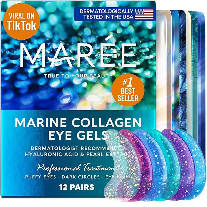 MAREE Eye Gel Pads - Under Eye Wrinkle Patches for Puffy Eyes and Dark Circles with Natural Marin... | Amazon (US)