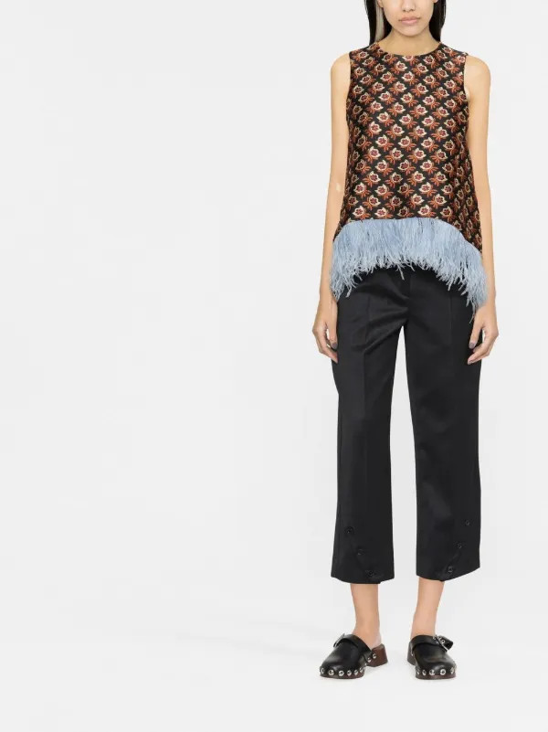 La Scala feather-trim jacquard top | Farfetch Global