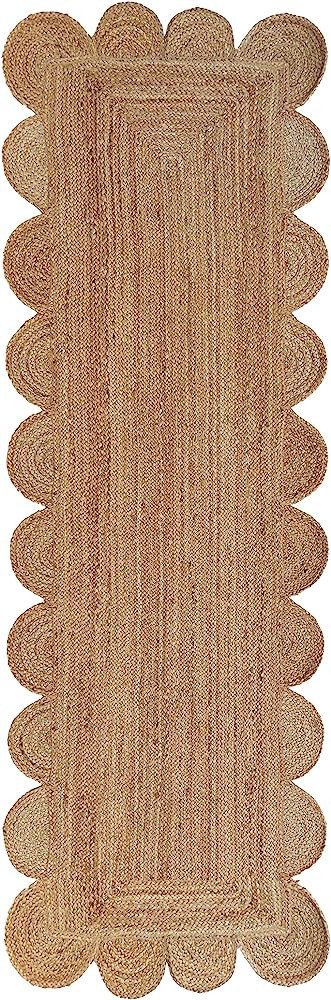 Gautam International Scalloped Natural Jute Area Rug, Natural Color (2'X6') | Amazon (US)