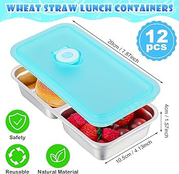 12 Pcs Stainless Steel Bento Box 30 oz Metal Divided Food Storage Containers with Silicone Lids L... | Amazon (US)