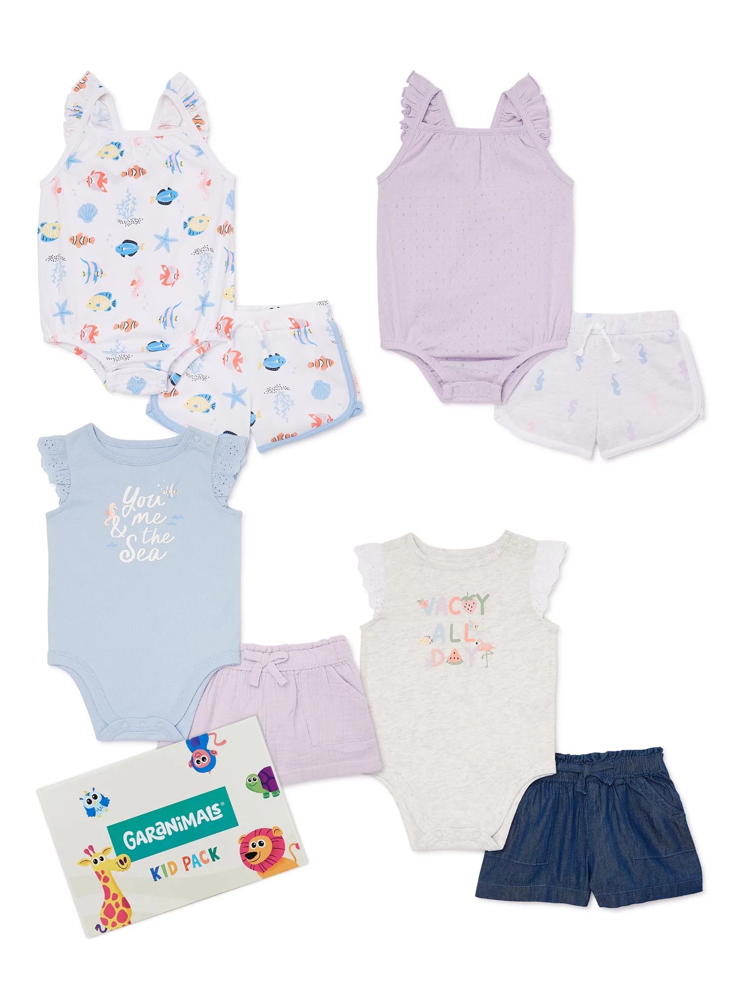 Garanimals Baby Girls Mix & Match Outfit Kid-Pack, 8-Piece, Sizes 0-24M | Walmart (US)