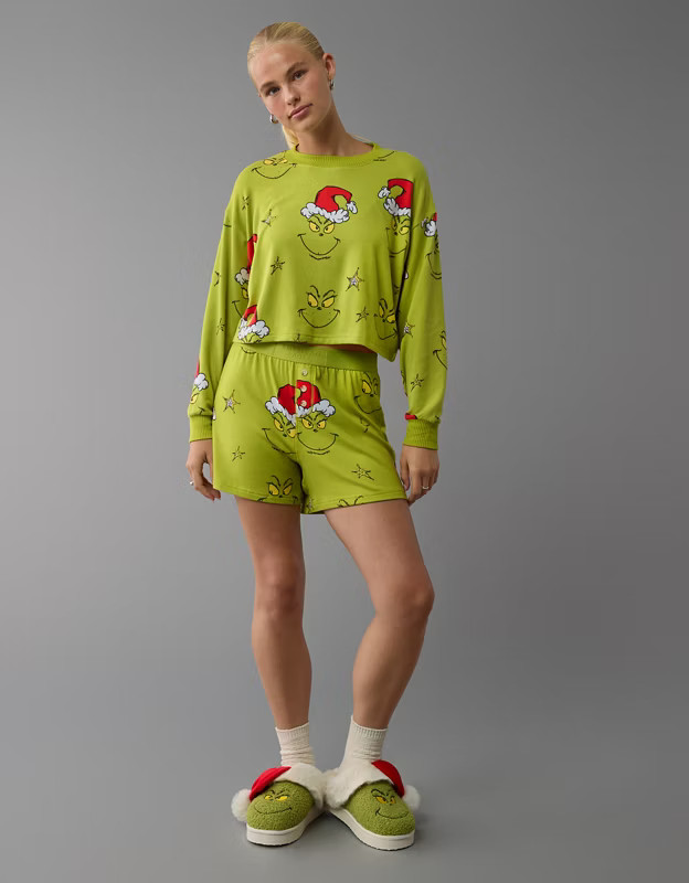 AE Grinch Plush PJ Set | American Eagle Outfitters (US & CA)
