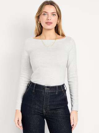 Snug Long-Sleeve Boat-Neck T-Shirt | Old Navy (US)