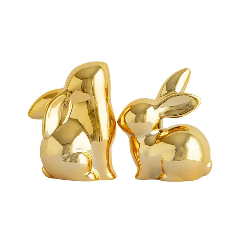 XJGHHSY Ceramic Rabbit Ceramic Bunny Figurine Porcelain Modern Art Home Decor, A Set of 2 Rabbit ... | Walmart (US)