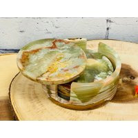 Green Onyx Coasters Set With Holder, Anti Scratch Surface Protection Pad, Of 4 | Etsy (US)