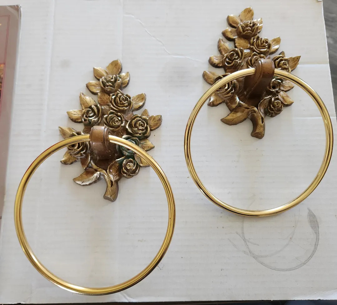 Vintage Syroco Gold Roses Towel Rings. Set of 2. - Etsy | Etsy (US)