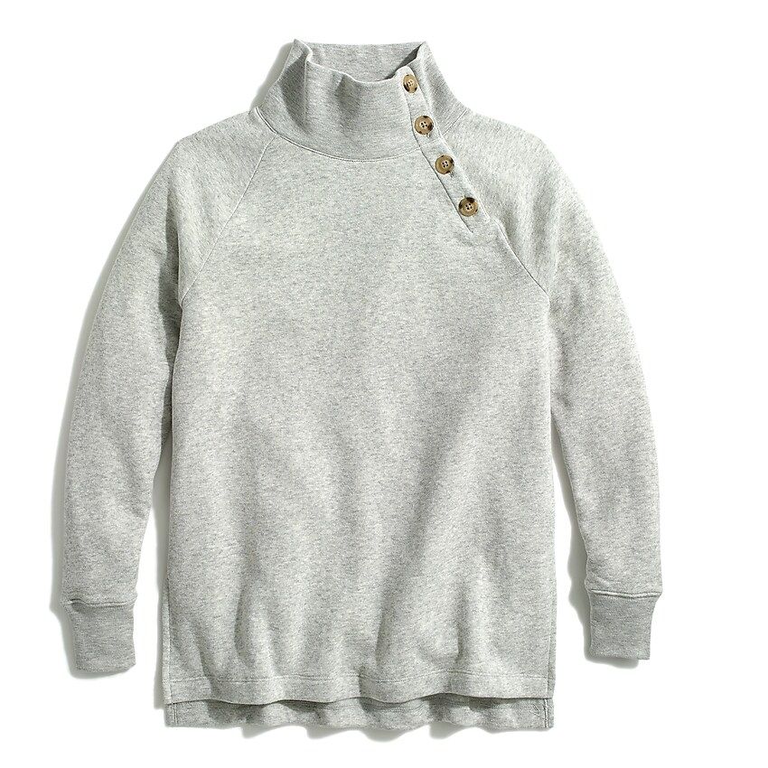 Factory: Wide Button-collar Tunic Sweatshirt In Cloudspun Fleece For Women | J.Crew Factory