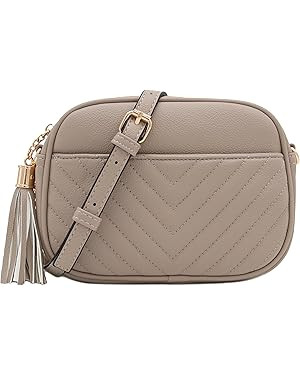 FashionPuzzle Chevron Quilted Crossbody Camera Bag with Chain Strap and Tassel | Amazon (US)