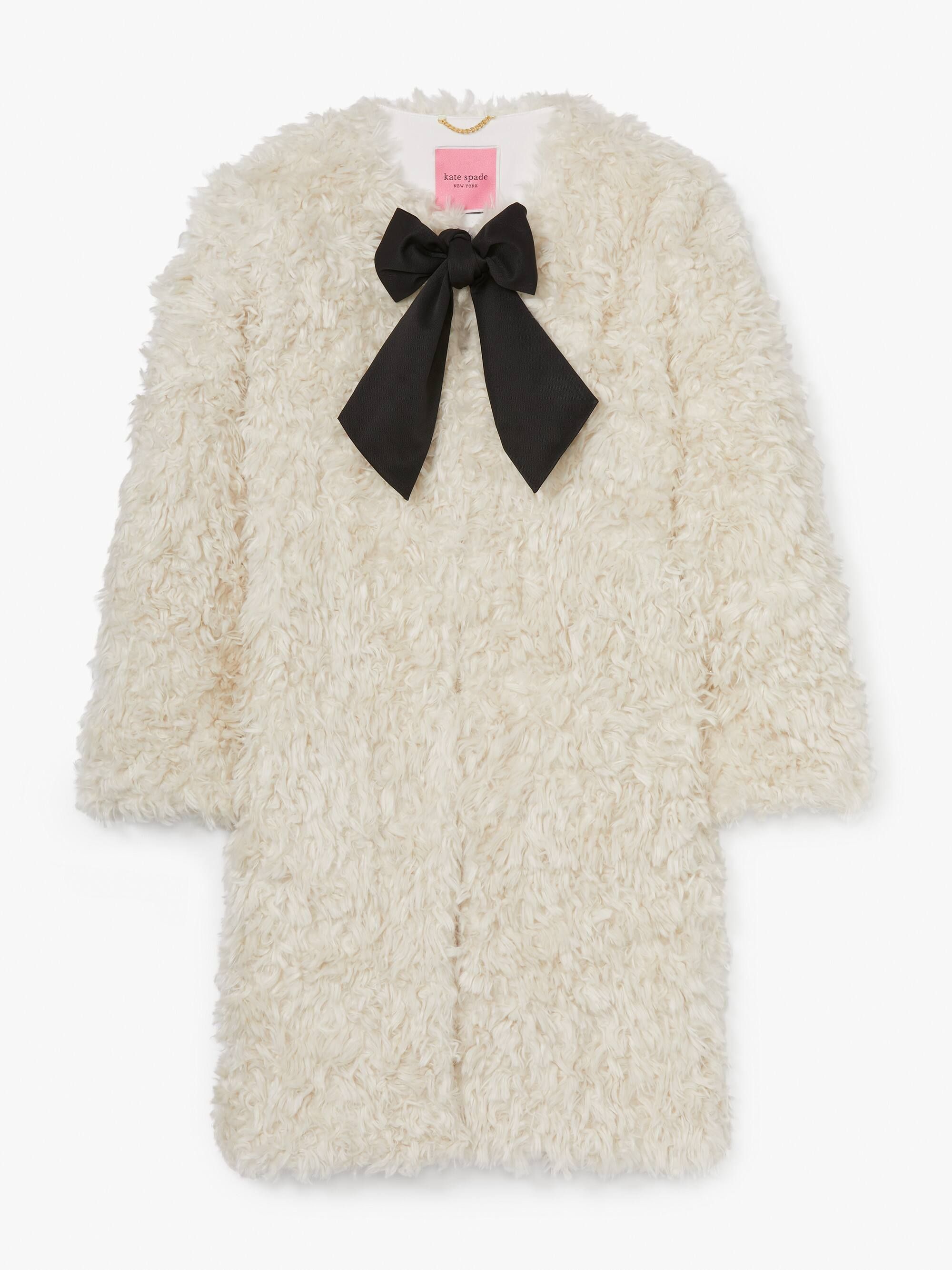 faux fur bow-neck coat | Kate Spade (US)