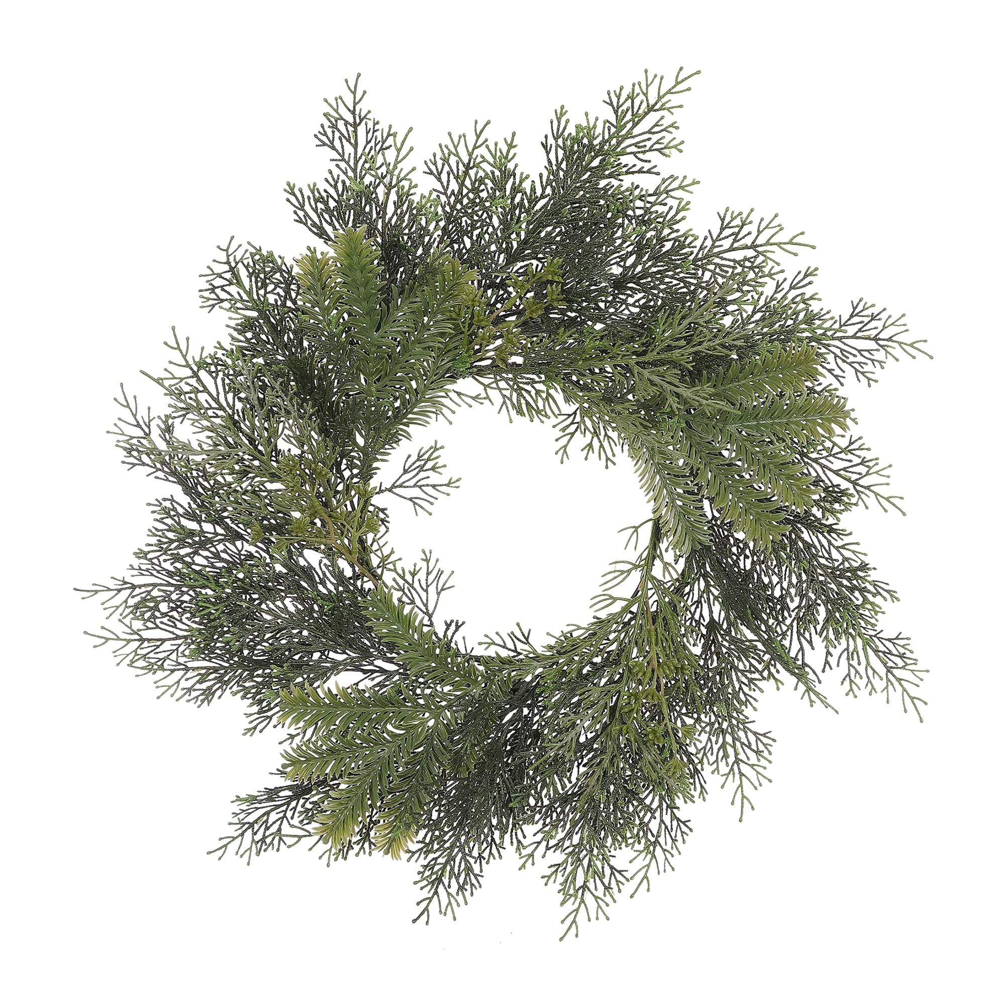 Mainstays 18 inch Artificial Green Pine Round Wreath , for Door, Wall | Walmart (US)