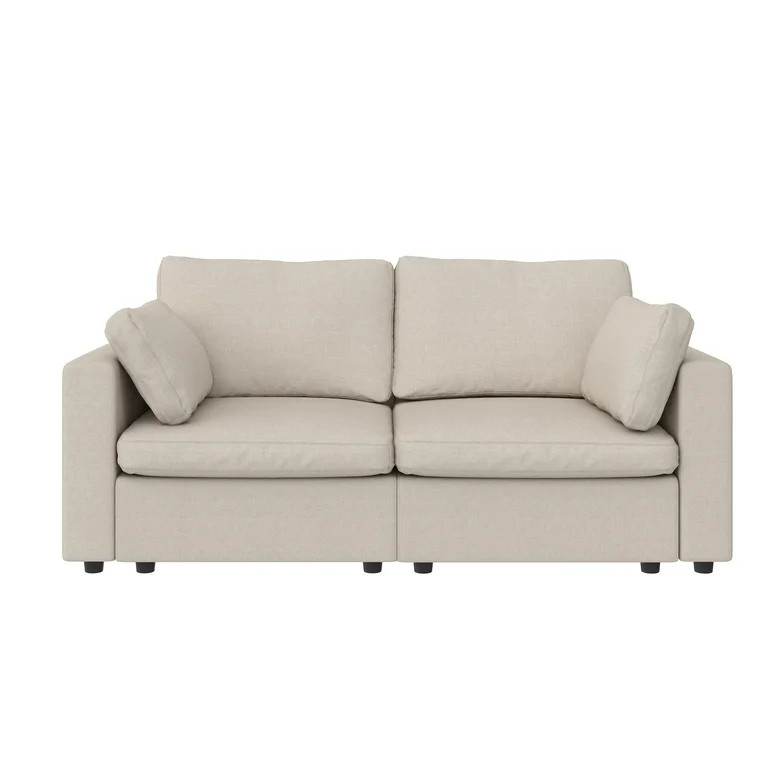 Mainstays Chatham Cloud 74" 3 Seater Upholstered Sofa Couch Modular Design, Cream | Walmart (US)