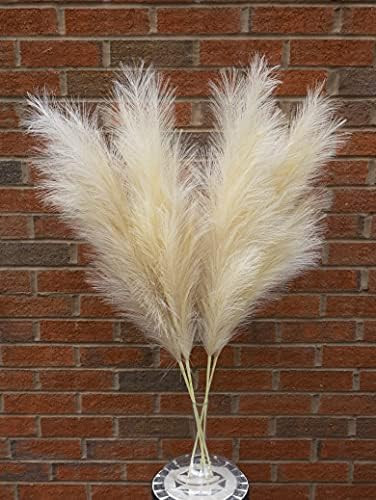 MartikLand Set of 4 Faux Pampas Grass, 43"/110cm Cream/Beige, Artificial Pampas Grass, Boho Decor, L | Amazon (US)