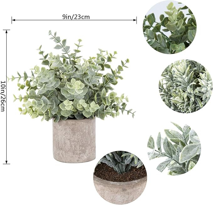 Der Rose 3 Pack Mini Potted Fake Plants Artificial Plastic Eucalyptus Plants for Home Office Desk... | Amazon (US)