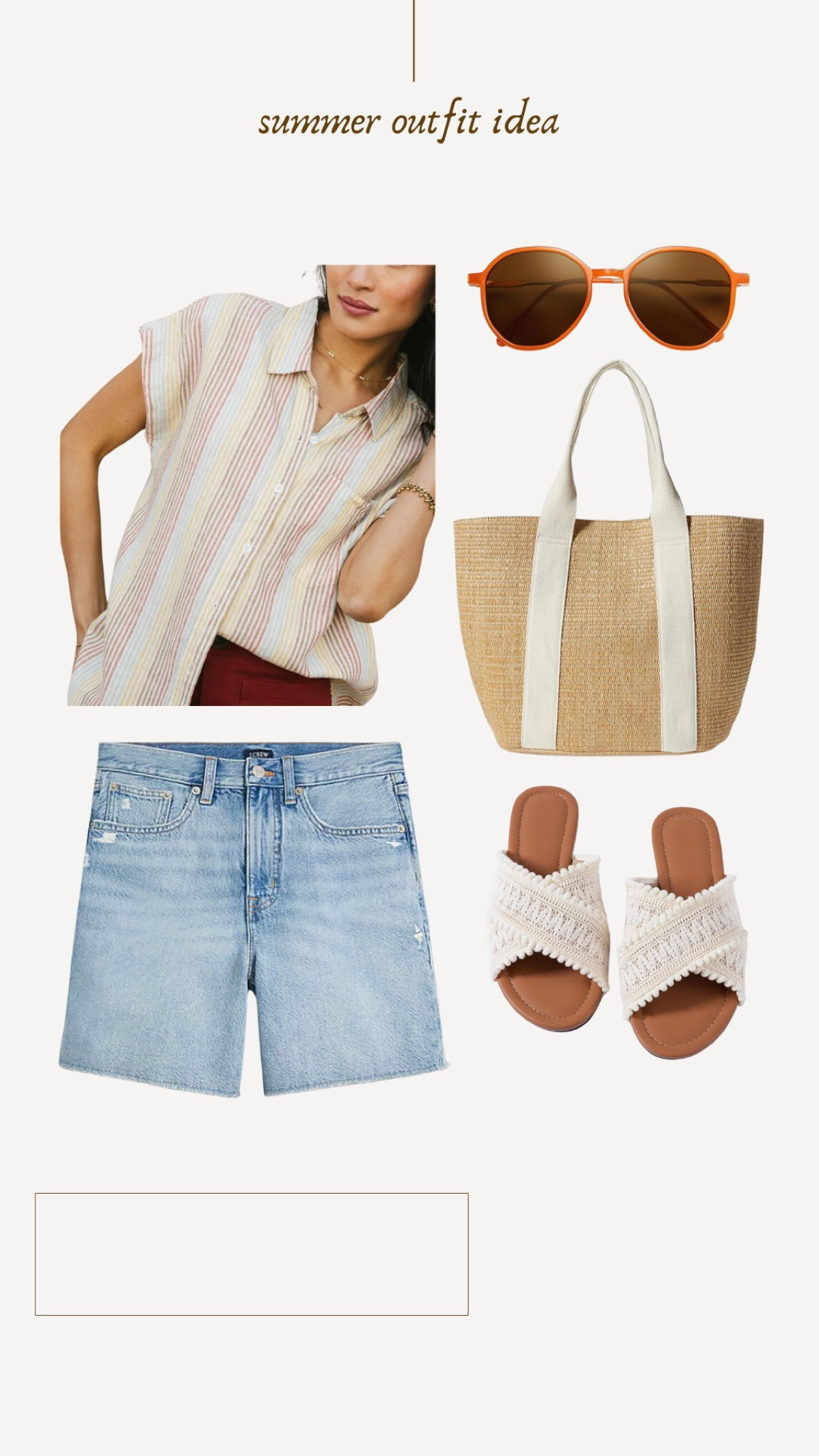 Summer outfit idea - modest denim shorts - summer tops - summer accessories 