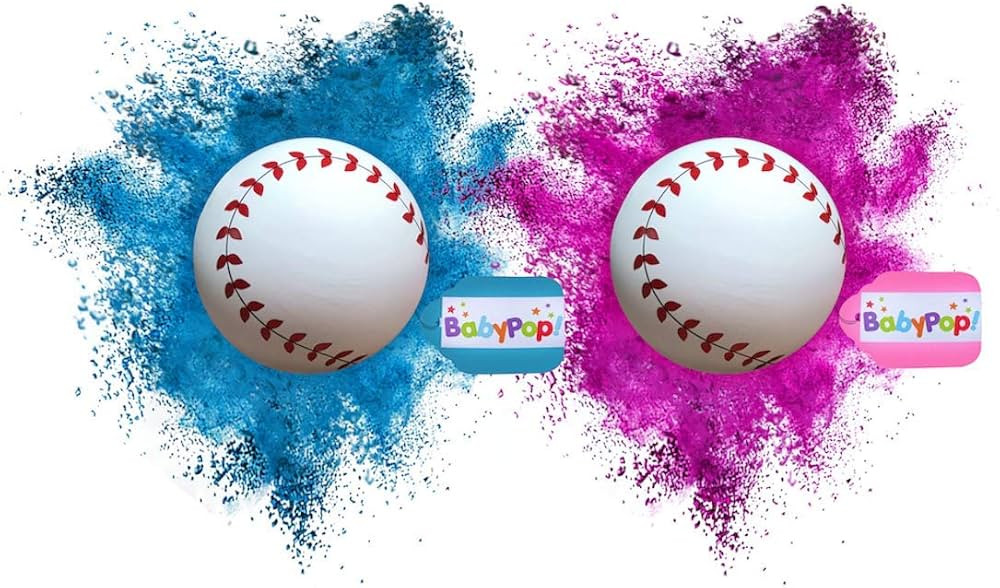 BabyPop!® 2 Gender Reveal Baseballs Exploding Packed with Extra Powder, Team Pink & Team Blue Ba... | Amazon (US)