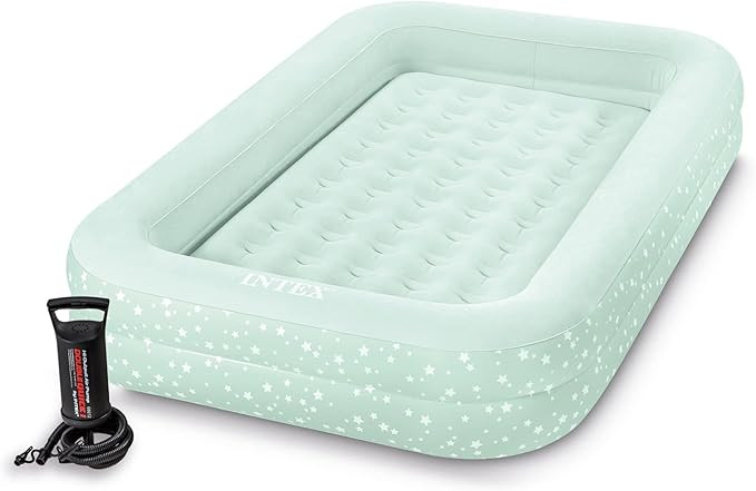 Intex Kids Travel Air Mattress Inflatable Bed with Raised Sides and Hand Pump - Portable Blow-Up ... | Amazon (US)