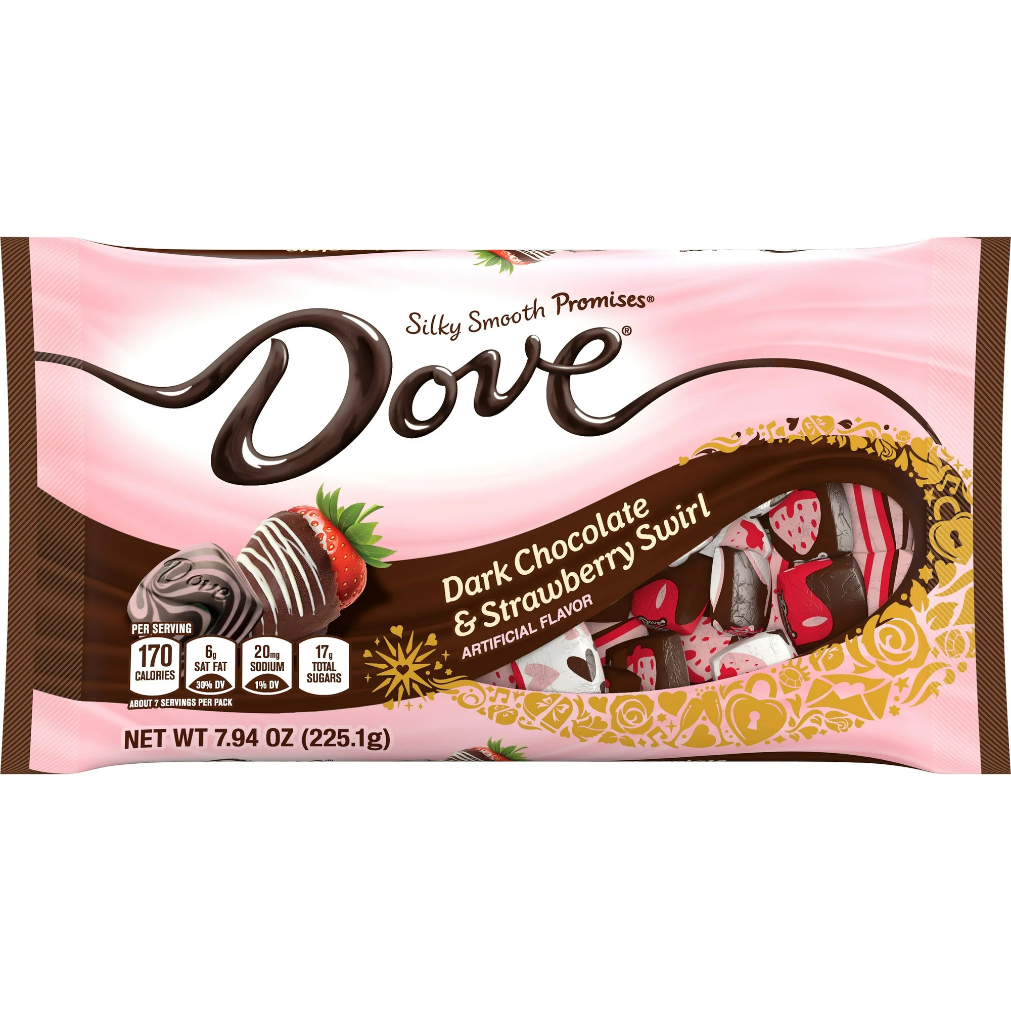 Dove Promises Dark Chocolate & Strawberry Swirl Valentine's Day Candy - 7.94 oz Bag | Walmart (US)