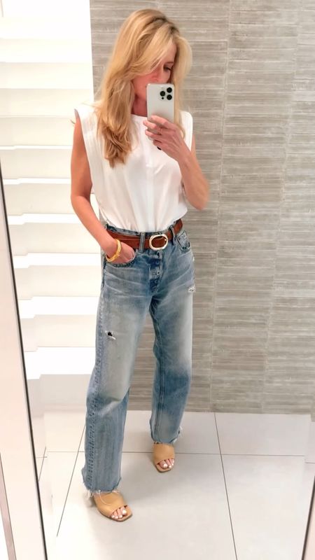 Modern take on the classic white tee and jeans combo. Fits are true to size. #outfitidea #springoutfit 

~Erin xo 

#LTKstyletip #LTKSeasonal