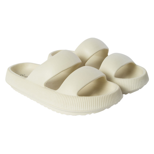 ladies off-white double band puff sole sandals | Five Below