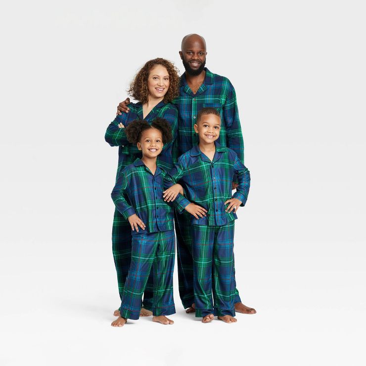 Women's Holiday Tartan Plaid Flannel Matching Family Pajama Set - Wondershop™ Navy Blue | Target