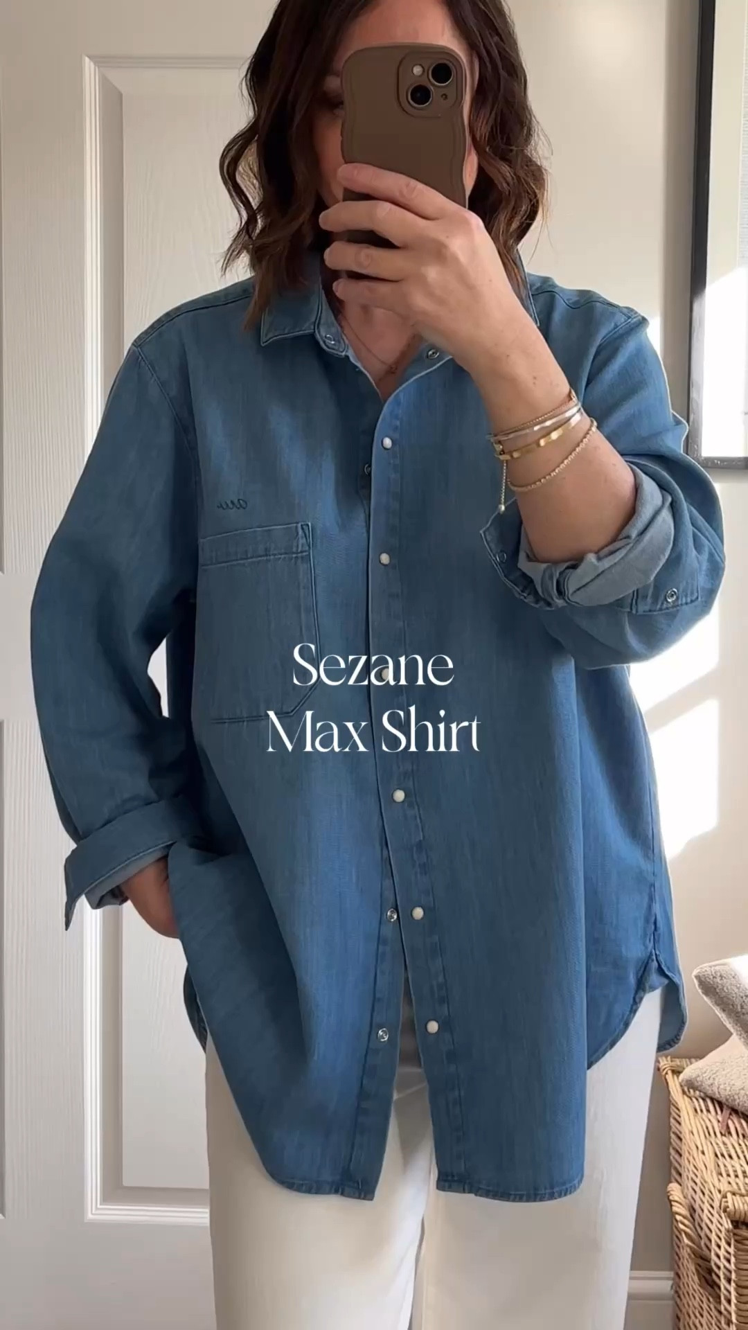 Spring Capsule Wardrobe | A denim button down my choice the Sezane Max shirt. 

Their own site advises to size down please dont, stick with your usual size or like me size up for a relaxed fit. 

The shirt can also be monogrammed I got my initials in the emerald green. 

#LTKstyletip #LTKspring