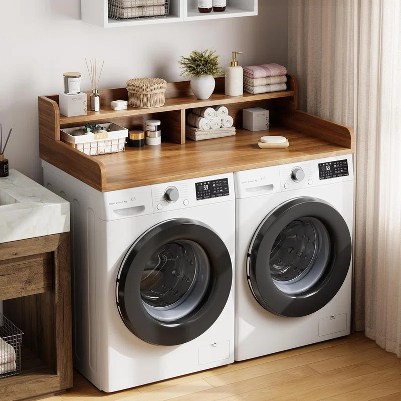 2-Tier Washer & Dryer Countertop with Shelf – 54” Laundry Topper with Non-Slip Pad, Folding S... | Wayfair North America