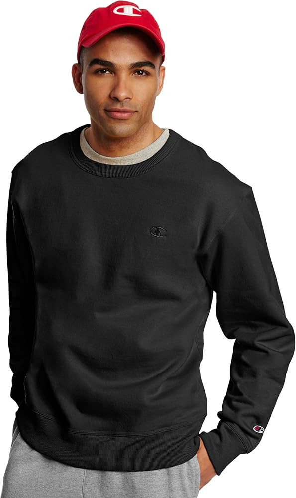 Champion Men's Powerblend Fleece Crew, C Logo | Amazon (US)