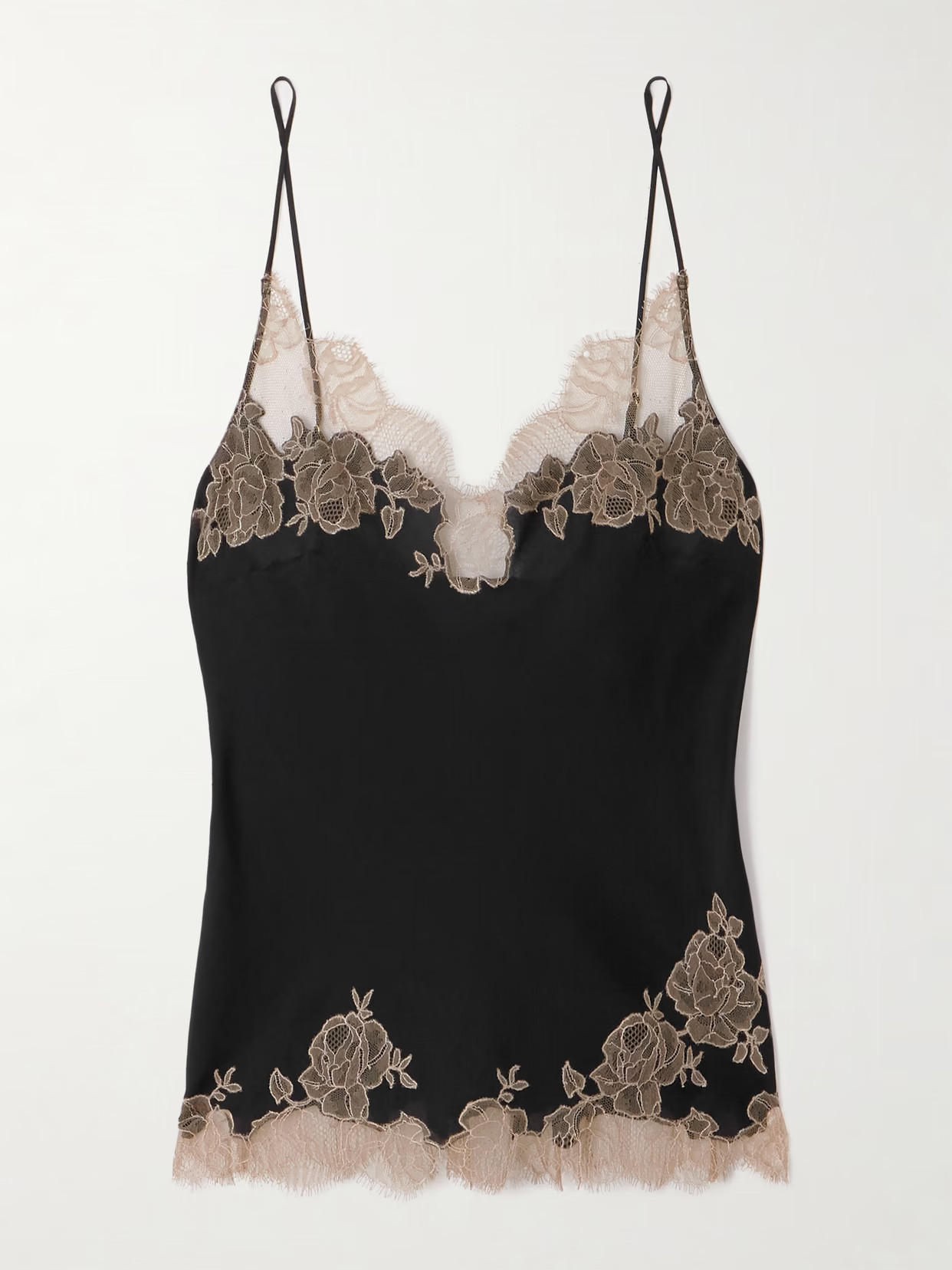 Carine Gilson - Lace-trimmed Silk-satin Camisole - Black | NET-A-PORTER (US)