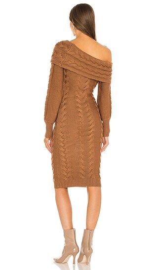 x REVOLVE Celestia Off Shoulder Cable Dress in Nude | Revolve Clothing (Global)