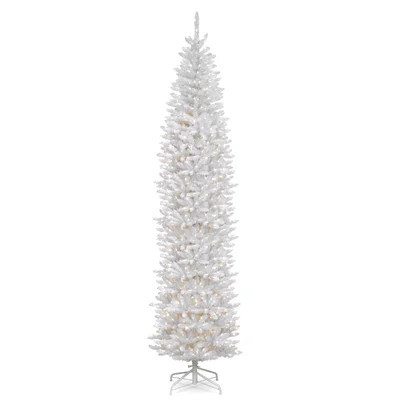 The Holiday Aisle® Kingswood Fir White Pencil Tree with Clear Lights | Wayfair North America