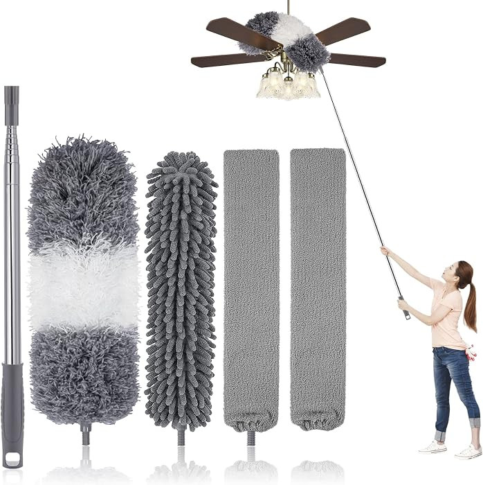 UIMO Microfiber Feather Duster Kit with Extension Pole (30\u2013100") \u2013 Bendable Washable He... | Amazon (US)