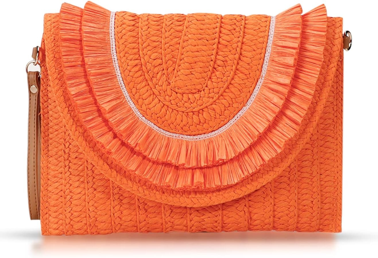 Crossbody Bags for Women, Straw Clutch Purses, Bohemian Handmade Woven Envelope Package, Tassel H... | Amazon (US)