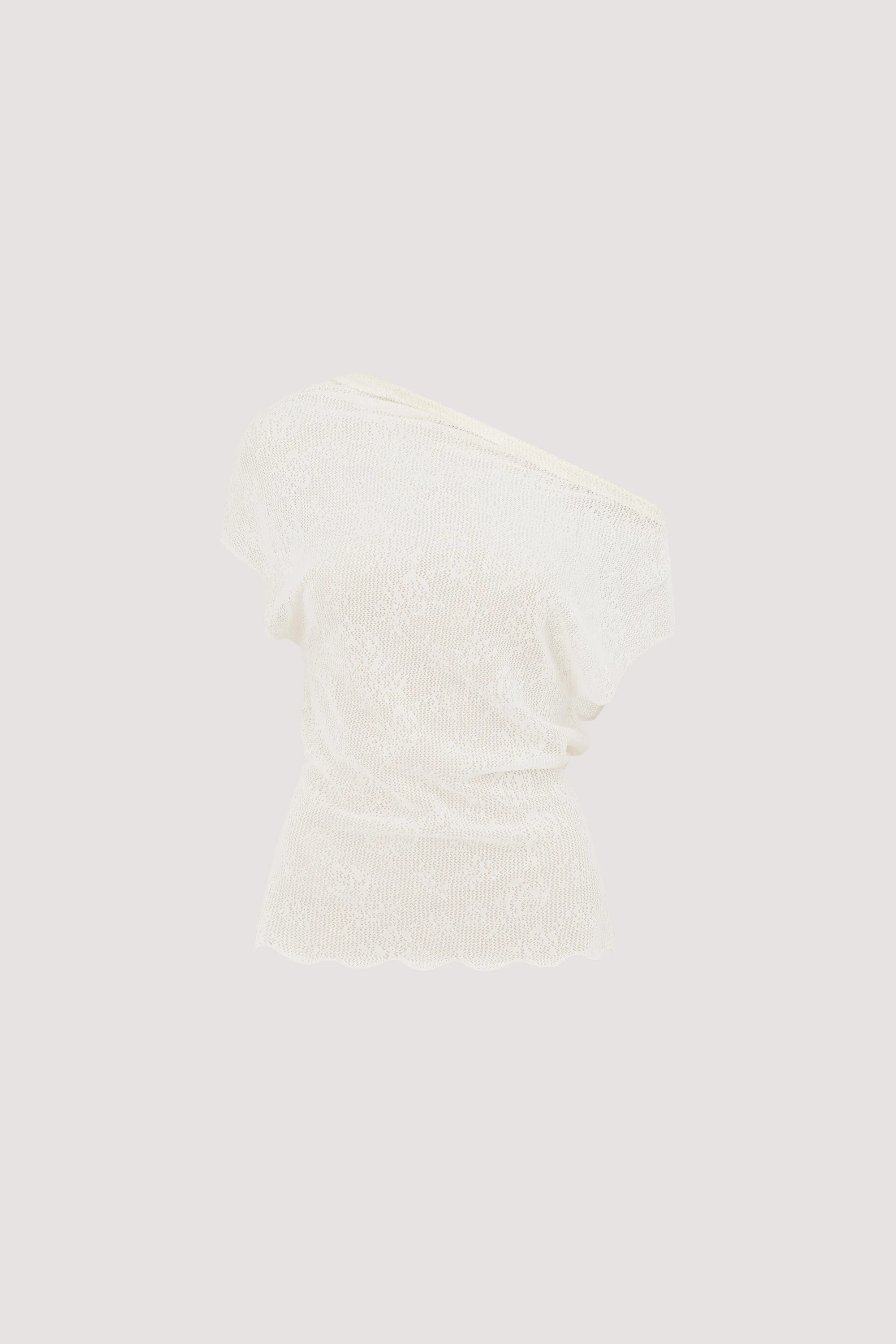DELIA OFF WHITE LACE OFF SHOULDER TOP | DISSH
