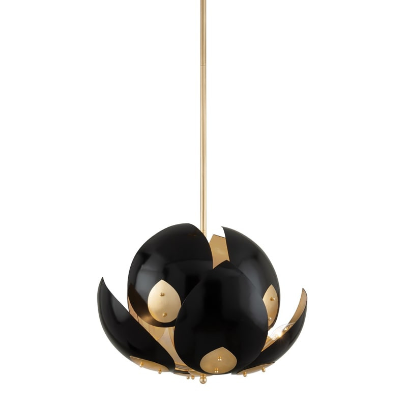Hudson Valley Lighting 5708 Lotus 8 Light 24" Wide Abstract Chandelier Gold Leaf / Black Indoor Ligh | Build.com, Inc.