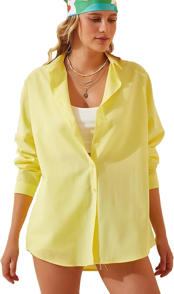 BIG DART Oversized Button Down Shirts for Women, Dressy Casual Long Sleeve Blouses Summer Tops Tu... | Amazon (US)