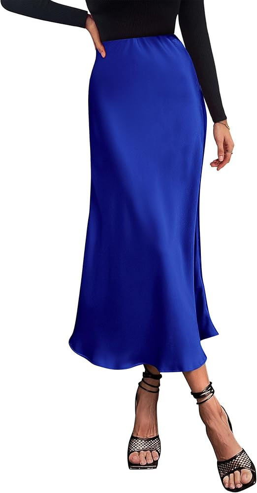 PRETTYGARDEN Women's Satin Skirts Dressy Casual 2026 Fall High Waisted Cocktail Wedding Flowy Ele... | Amazon (US)